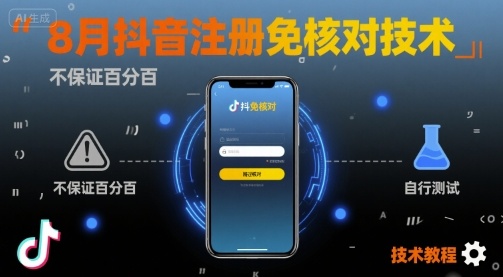 8月抖音注册免核对技术，不保证百分百，自测网络赚钱,项目资源网,副业资源网,兼职项目,网赚课程-副业赚钱-互联网创业-独家轻创IP大圣网创