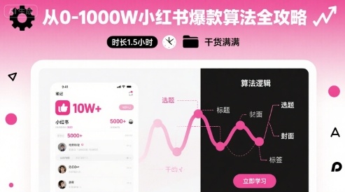 从0-1000W小红书爆款算法全攻略，时长1.5小时，干货满满网络赚钱,项目资源网,副业资源网,兼职项目,网赚课程-副业赚钱-互联网创业-独家轻创IP大圣网创