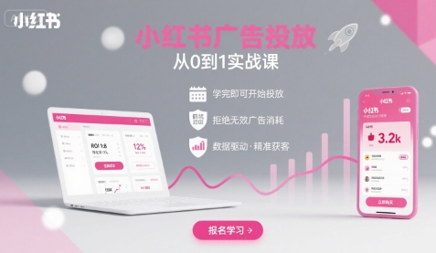 小红书广告投放从0到1的实战课，学完即可开始投放，拒绝无效广告消耗网络赚钱,项目资源网,副业资源网,兼职项目,网赚课程-副业赚钱-互联网创业-独家轻创IP大圣网创