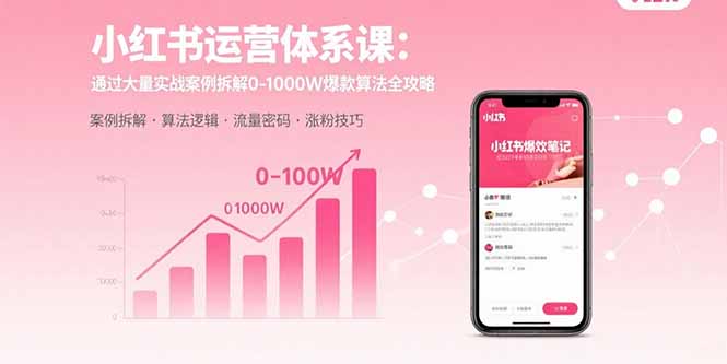 小红书运营体系课：通过大量实战案例拆解0-1000W爆款算法全攻略网络赚钱,项目资源网,副业资源网,兼职项目,网赚课程-副业赚钱-互联网创业-独家轻创IP大圣网创