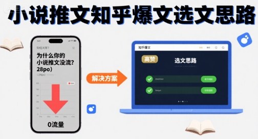 为什么你的小说推文没流量？小说推文知乎爆文选文思路网络赚钱,项目资源网,副业资源网,兼职项目,网赚课程-副业赚钱-互联网创业-独家轻创IP大圣网创