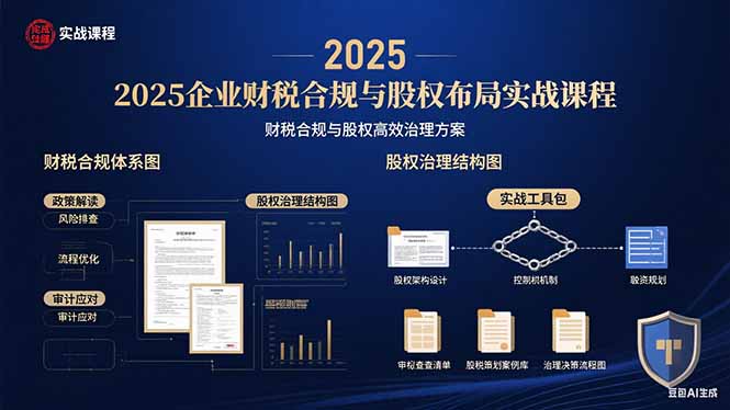 2025企业财税合规与股权布局的实战课程：财税合规与股权高效治理方案网络赚钱,项目资源网,副业资源网,兼职项目,网赚课程-副业赚钱-互联网创业-独家轻创IP大圣网创