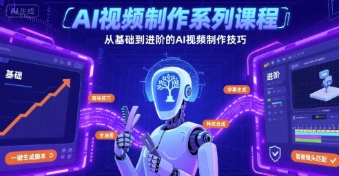AI视频制作系列课程，从基础到进阶的AI视频制作技巧全涵盖网络赚钱,项目资源网,副业资源网,兼职项目,网赚课程-副业赚钱-互联网创业-独家轻创IP大圣网创