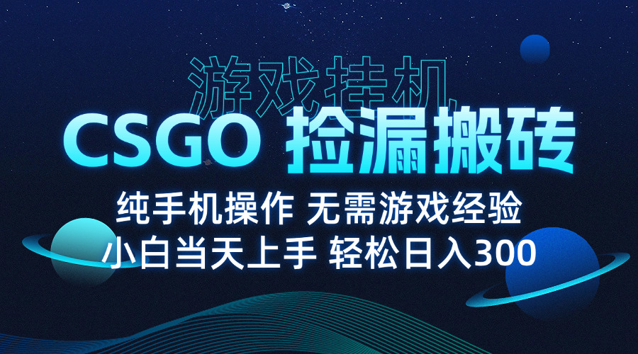 8月最新游戏搬砖，CSGO纯挂机，不需要玩游戏，实现真挂机，月入1W+网络赚钱,项目资源网,副业资源网,兼职项目,网赚课程-副业赚钱-互联网创业-独家轻创IP大圣网创