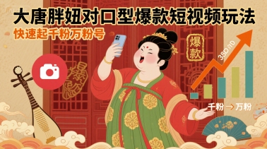 大唐胖妞对口型爆款短视频玩法，快速起千粉万粉号网络赚钱,项目资源网,副业资源网,兼职项目,网赚课程-副业赚钱-互联网创业-独家轻创IP大圣网创