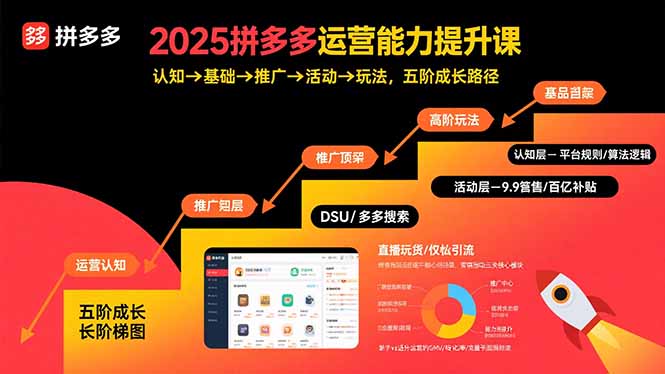 2025拼多多运营能力提升课：认知→基础→推广→活动→玩法，五阶成长路径网络赚钱,项目资源网,副业资源网,兼职项目,网赚课程-副业赚钱-互联网创业-独家轻创IP大圣网创