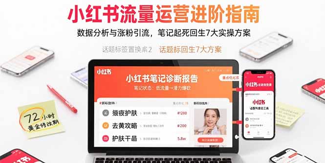 小红书流量运营进阶指南，数据分析与涨粉引流，笔记起死回生7大实操方案网络赚钱,项目资源网,副业资源网,兼职项目,网赚课程-副业赚钱-互联网创业-独家轻创IP大圣网创