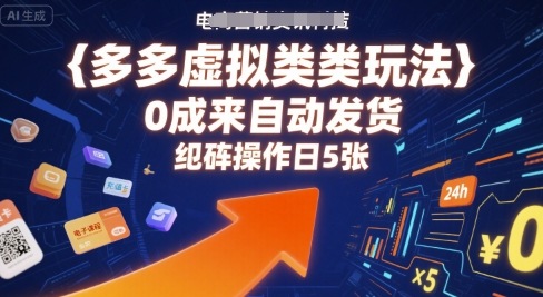 多多虚拟类目玩法，0成本全自动发货，矩阵操作日5张网络赚钱,项目资源网,副业资源网,兼职项目,网赚课程-副业赚钱-互联网创业-独家轻创IP大圣网创