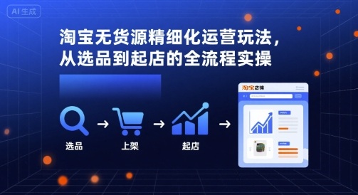 淘宝无货源精细化运营玩法，从选品到起店的全流程实操网络赚钱,项目资源网,副业资源网,兼职项目,网赚课程-副业赚钱-互联网创业-独家轻创IP大圣网创