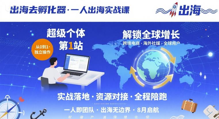 出海去孵化器，一人出海实战课，​超级个体第1站，解锁全球增长网络赚钱,项目资源网,副业资源网,兼职项目,网赚课程-副业赚钱-互联网创业-独家轻创IP大圣网创