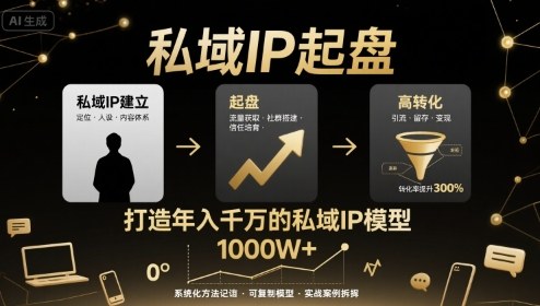 私域IP起盘，私域ip建立、起盘、高转化，打造年入千万的私域ip模型网络赚钱,项目资源网,副业资源网,兼职项目,网赚课程-副业赚钱-互联网创业-独家轻创IP大圣网创