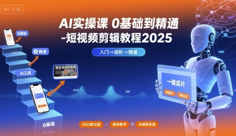 AI实操课0基础到精通-短视频剪辑教程2025网络赚钱,项目资源网,副业资源网,兼职项目,网赚课程-副业赚钱-互联网创业-独家轻创IP大圣网创