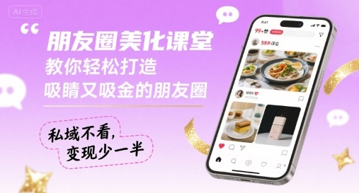 朋友圈美化课堂，教你轻松打造，吸睛又吸金的朋友圈，私域不看，变现少一半网络赚钱,项目资源网,副业资源网,兼职项目,网赚课程-副业赚钱-互联网创业-独家轻创IP大圣网创