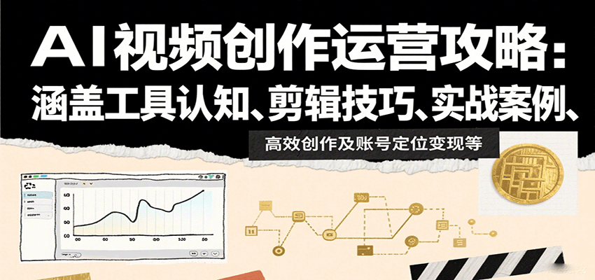AI视频创作运营攻略:涵盖工具认知、剪辑技巧、实战案例、高效创作及账号定位变现等网络赚钱,项目资源网,副业资源网,兼职项目,网赚课程-副业赚钱-互联网创业-独家轻创IP大圣网创
