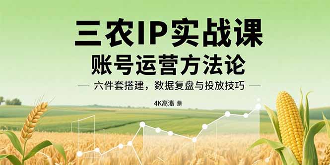 三农IP实战课：账号运营方法论，六件套搭建，数据复盘与投放技巧网络赚钱,项目资源网,副业资源网,兼职项目,网赚课程-副业赚钱-互联网创业-独家轻创IP大圣网创