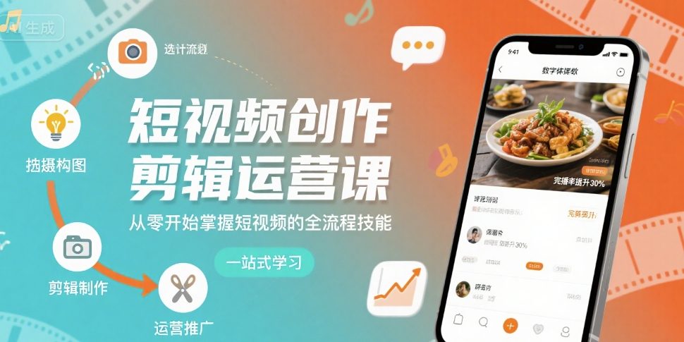 短视频创作剪辑运营课，从零开始掌握短视频的全流程技能网络赚钱,项目资源网,副业资源网,兼职项目,网赚课程-副业赚钱-互联网创业-独家轻创IP大圣网创