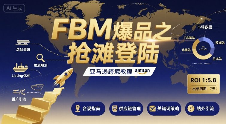FBM爆品之抢滩登陆-亚马逊跨境教程网络赚钱,项目资源网,副业资源网,兼职项目,网赚课程-副业赚钱-互联网创业-独家轻创IP大圣网创