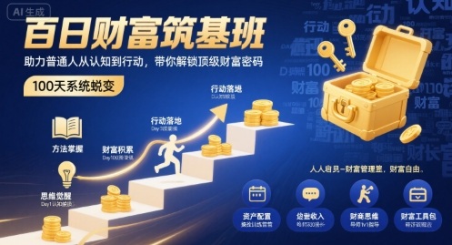 百日财富筑基班，助力普通人从认知到行动，带你解锁顶级财富密码网络赚钱,项目资源网,副业资源网,兼职项目,网赚课程-副业赚钱-互联网创业-独家轻创IP大圣网创