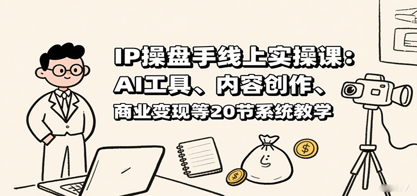 IP操盘手线上实操课:AI工具、内容创作、商业变现等20节系统教学网络赚钱,项目资源网,副业资源网,兼职项目,网赚课程-副业赚钱-互联网创业-独家轻创IP大圣网创