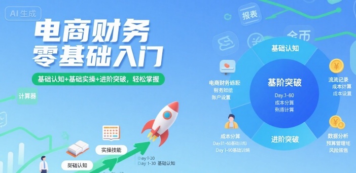 电商财务零基础入门,基础认知+基础实操+进阶突破,轻松掌握网络赚钱,项目资源网,副业资源网,兼职项目,网赚课程-副业赚钱-互联网创业-独家轻创IP大圣网创