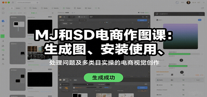MJ和SD电商作图课：生成图、安装使用、处理问题及多类目实操的电商视觉创作网络赚钱,项目资源网,副业资源网,兼职项目,网赚课程-副业赚钱-互联网创业-独家轻创IP大圣网创