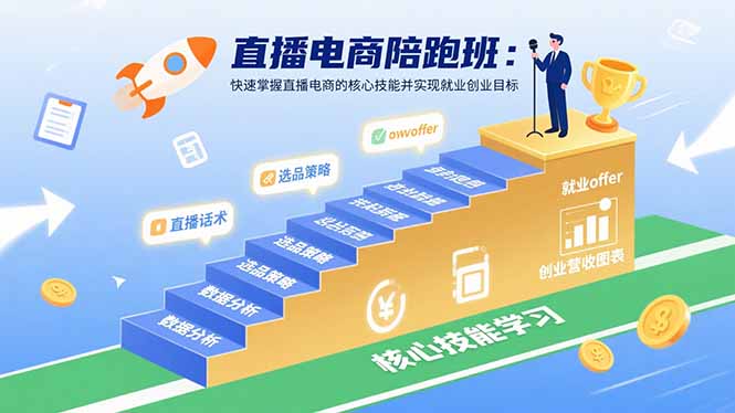 直播电商陪跑班：快速掌握直播电商的核心技能并实现就业/创业目标网络赚钱,项目资源网,副业资源网,兼职项目,网赚课程-副业赚钱-互联网创业-独家轻创IP大圣网创