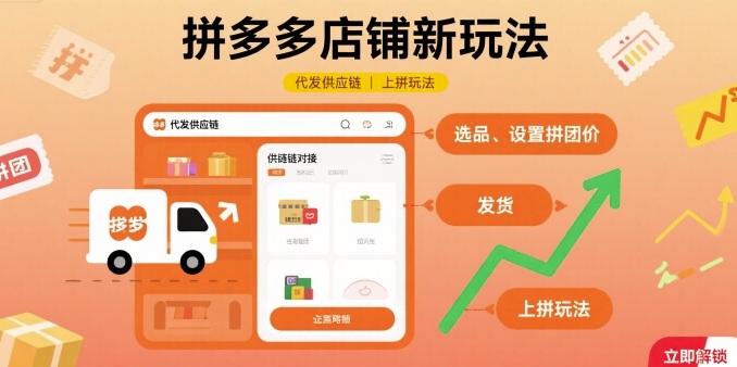 拼多多店铺新玩法，代发供应链上拼玩法网络赚钱,项目资源网,副业资源网,兼职项目,网赚课程-副业赚钱-互联网创业-独家轻创IP大圣网创