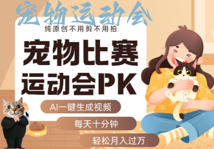 AI一键生成宠物比赛运动会PK视频，纯原创不用剪不用拍，每天十分钟，轻松月入过1W+网络赚钱,项目资源网,副业资源网,兼职项目,网赚课程-副业赚钱-互联网创业-独家轻创IP大圣网创