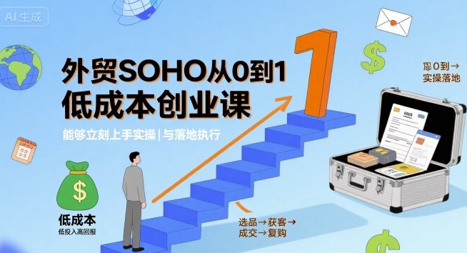外贸SOHO从0到1低成本创业课,能够立刻上手实操与落地执行网络赚钱,项目资源网,副业资源网,兼职项目,网赚课程-副业赚钱-互联网创业-独家轻创IP大圣网创
