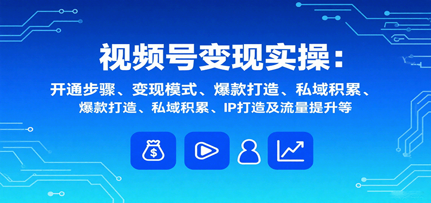 视频号变现实操，含开通步骤、变现模式、爆款打造、私域积累、IP打造及流量提升等网络赚钱,项目资源网,副业资源网,兼职项目,网赚课程-副业赚钱-互联网创业-独家轻创IP大圣网创