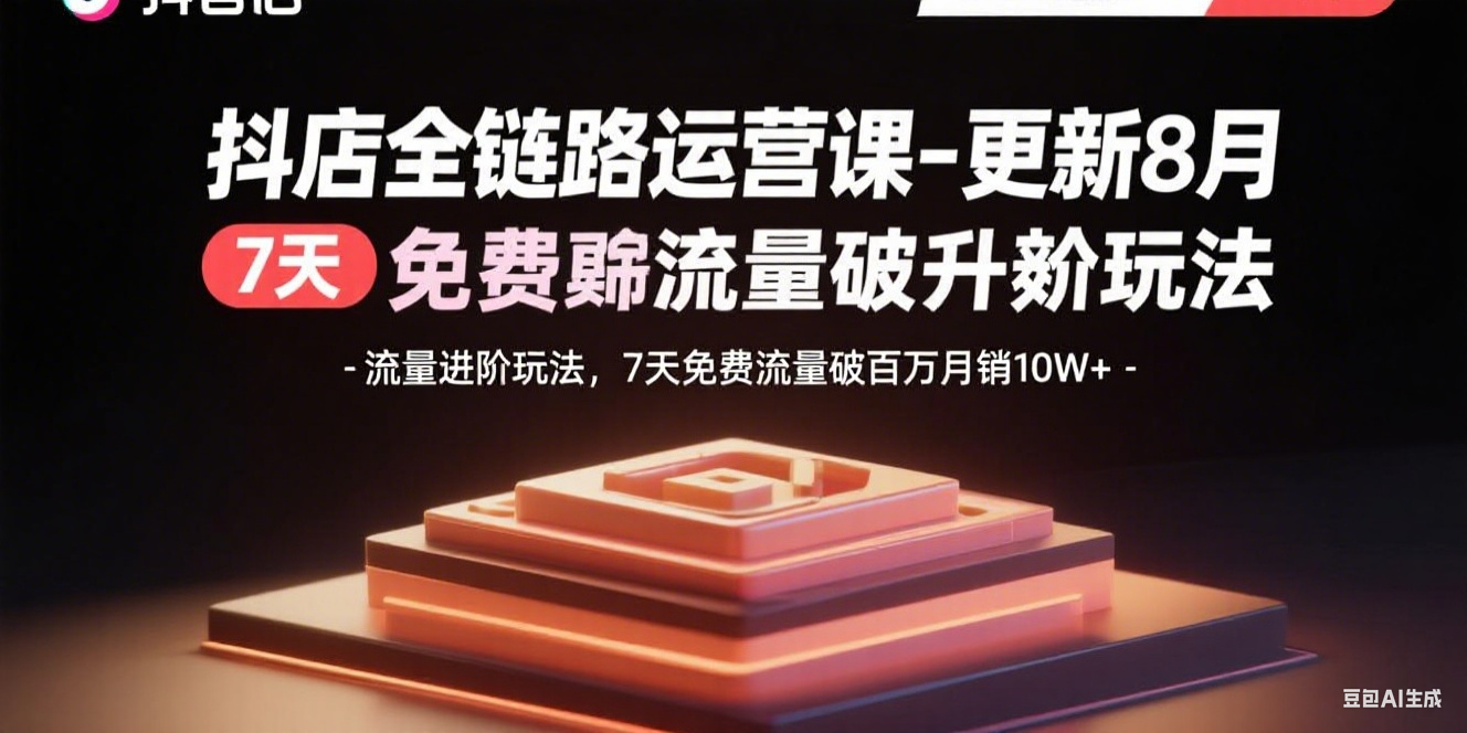 抖店全链路运营课-更新8月：流量进阶玩法，7天免费流量破百万月销10W+网络赚钱,项目资源网,副业资源网,兼职项目,网赚课程-副业赚钱-互联网创业-独家轻创IP大圣网创