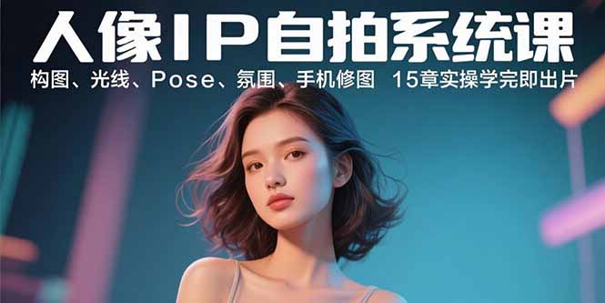 人像IP自拍系统课：构图、光线、Pose、氛围、手机修图 15章实操学完即出片网络赚钱,项目资源网,副业资源网,兼职项目,网赚课程-副业赚钱-互联网创业-独家轻创IP大圣网创