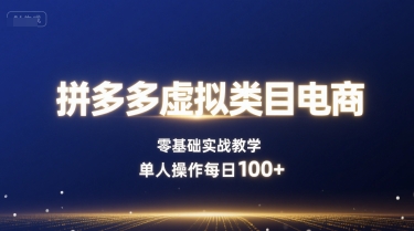 拼多多虚拟类目电商，零基础实战教学，单人操作每日100+网络赚钱,项目资源网,副业资源网,兼职项目,网赚课程-副业赚钱-互联网创业-独家轻创IP大圣网创