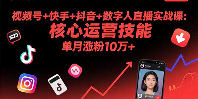 视频号+快手+抖音+数字人直播实战课(9月网络赚钱,项目资源网,副业资源网,兼职项目,网赚课程-副业赚钱-互联网创业-独家轻创IP大圣网创