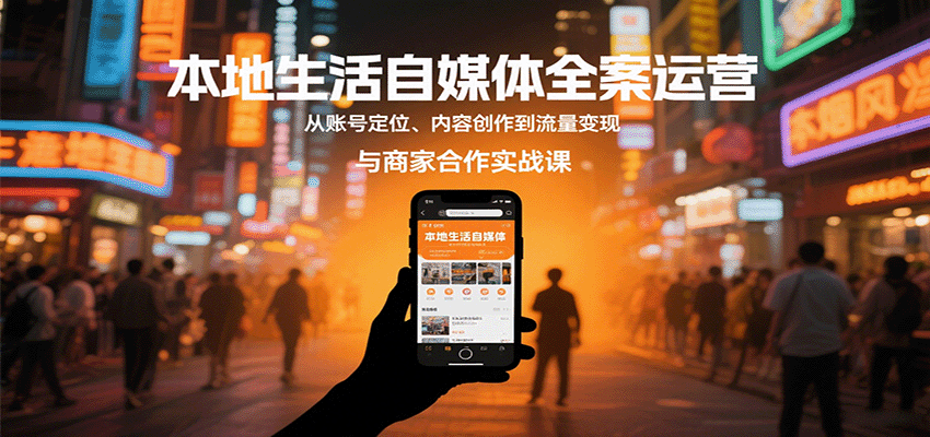 本地生活自媒体全案运营，从账号定位、内容创作到流量变现与商家合作实战课网络赚钱,项目资源网,副业资源网,兼职项目,网赚课程-副业赚钱-互联网创业-独家轻创IP大圣网创