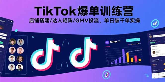 TikTok爆单训练营，店铺搭建/达人矩阵/GMV投流，单日破千单实操网络赚钱,项目资源网,副业资源网,兼职项目,网赚课程-副业赚钱-互联网创业-独家轻创IP大圣网创