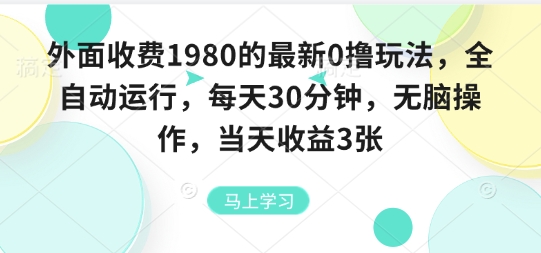 外面收费1980的最新0撸玩法，全自动挂G，每天30分钟，无脑操作，当天收益3张【揭秘】网络赚钱,项目资源网,副业资源网,兼职项目,网赚课程-副业赚钱-互联网创业-独家轻创IP大圣网创