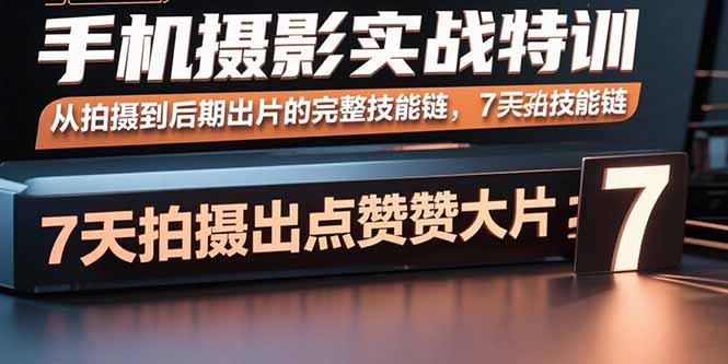 手机摄影实战特训，从拍摄到后期出片的完整技能链，7天拍出点赞大片网络赚钱,项目资源网,副业资源网,兼职项目,网赚课程-副业赚钱-互联网创业-独家轻创IP大圣网创