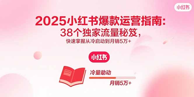 2025小红书爆款运营指南：38个独家流量秘笈，快速掌握从冷启动到月销5万+网络赚钱,项目资源网,副业资源网,兼职项目,网赚课程-副业赚钱-互联网创业-独家轻创IP大圣网创