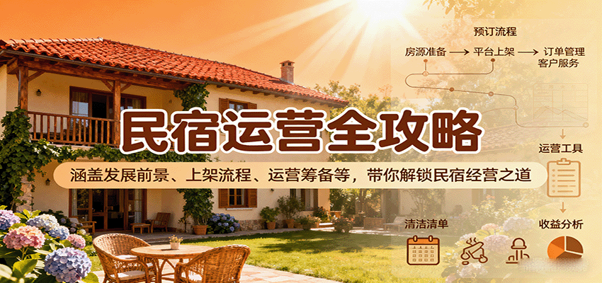 民宿运营全攻略:涵盖发展前景、上架流程、运营筹备等,带你解锁民宿经营之道网络赚钱,项目资源网,副业资源网,兼职项目,网赚课程-副业赚钱-互联网创业-独家轻创IP大圣网创