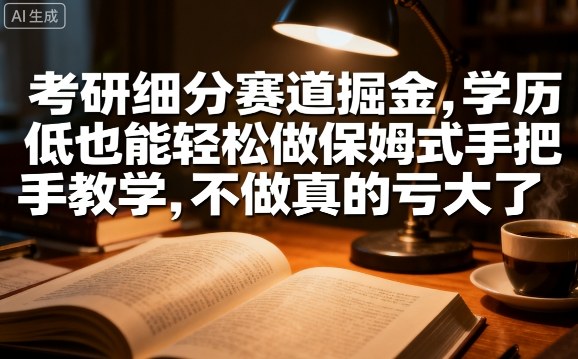 考研细分赛道掘金，日入1k+，学历低也能轻松做保姆式手把手教学，不做真的亏大了【揭秘】网络赚钱,项目资源网,副业资源网,兼职项目,网赚课程-副业赚钱-互联网创业-独家轻创IP大圣网创