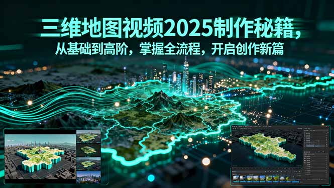 三维地图视频2025制作秘籍，从基础到高阶，掌握全流程，开启创作新篇网络赚钱,项目资源网,副业资源网,兼职项目,网赚课程-副业赚钱-互联网创业-独家轻创IP大圣网创