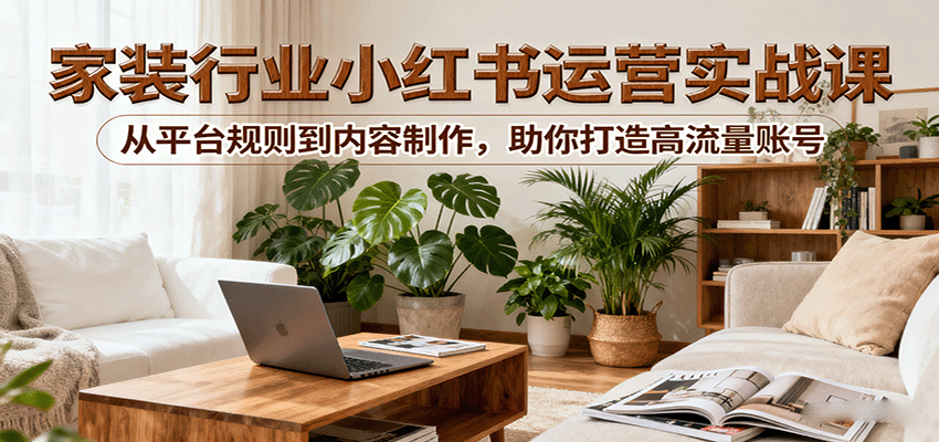 小红书家装行业运营实战课：从平台规则到内容制作，助你打造高流量账号网络赚钱,项目资源网,副业资源网,兼职项目,网赚课程-副业赚钱-互联网创业-独家轻创IP大圣网创