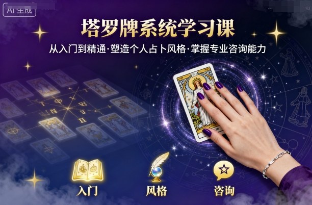 塔罗牌系统学习课,助你从入门到精通,塑造个人占卜风格,掌握专业咨询能力网络赚钱,项目资源网,副业资源网,兼职项目,网赚课程-副业赚钱-互联网创业-独家轻创IP大圣网创