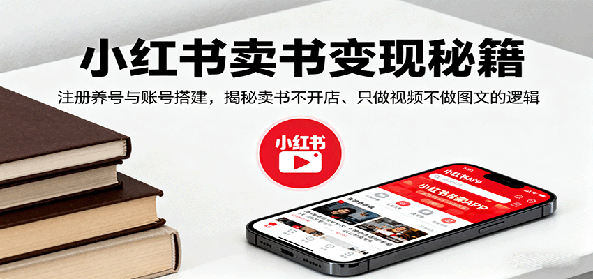 小红书卖书变现秘籍,注册养号与账号搭建,揭秘卖书不开店、只做视频不做图文的逻辑网络赚钱,项目资源网,副业资源网,兼职项目,网赚课程-副业赚钱-互联网创业-独家轻创IP大圣网创