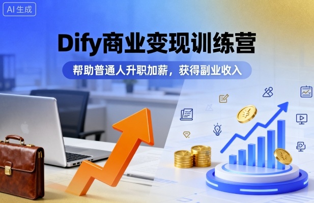 Dify商业变现训练营，帮助普通人升职加薪，获得副业收入网络赚钱,项目资源网,副业资源网,兼职项目,网赚课程-副业赚钱-互联网创业-独家轻创IP大圣网创