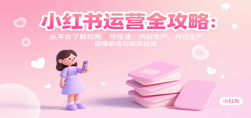 小红书运营全攻略:从平台了解到账号搭建、内容生产,做爆款库与矩阵运营网络赚钱,项目资源网,副业资源网,兼职项目,网赚课程-副业赚钱-互联网创业-独家轻创IP大圣网创