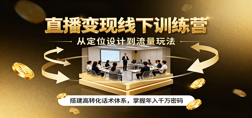 直播变现线下训练营,从定位设计到流量玩法,搭建高转化话术体系,掌握年入千万密码网络赚钱,项目资源网,副业资源网,兼职项目,网赚课程-副业赚钱-互联网创业-独家轻创IP大圣网创