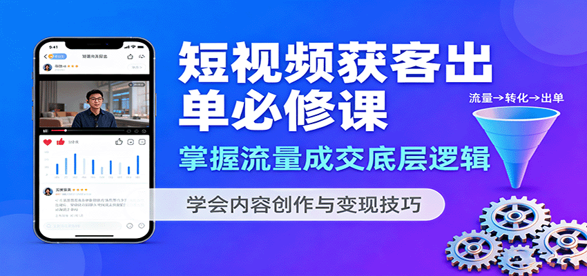 短视频获客出单必修课:掌握流量成交底层逻辑,学会内容创作与变现技巧网络赚钱,项目资源网,副业资源网,兼职项目,网赚课程-副业赚钱-互联网创业-独家轻创IP大圣网创