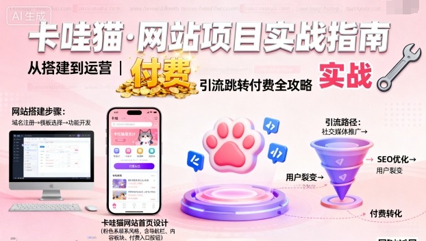 卡哇猫·网站项目，网站搭建与运营以及引流跳转付费网络赚钱,项目资源网,副业资源网,兼职项目,网赚课程-副业赚钱-互联网创业-独家轻创IP大圣网创